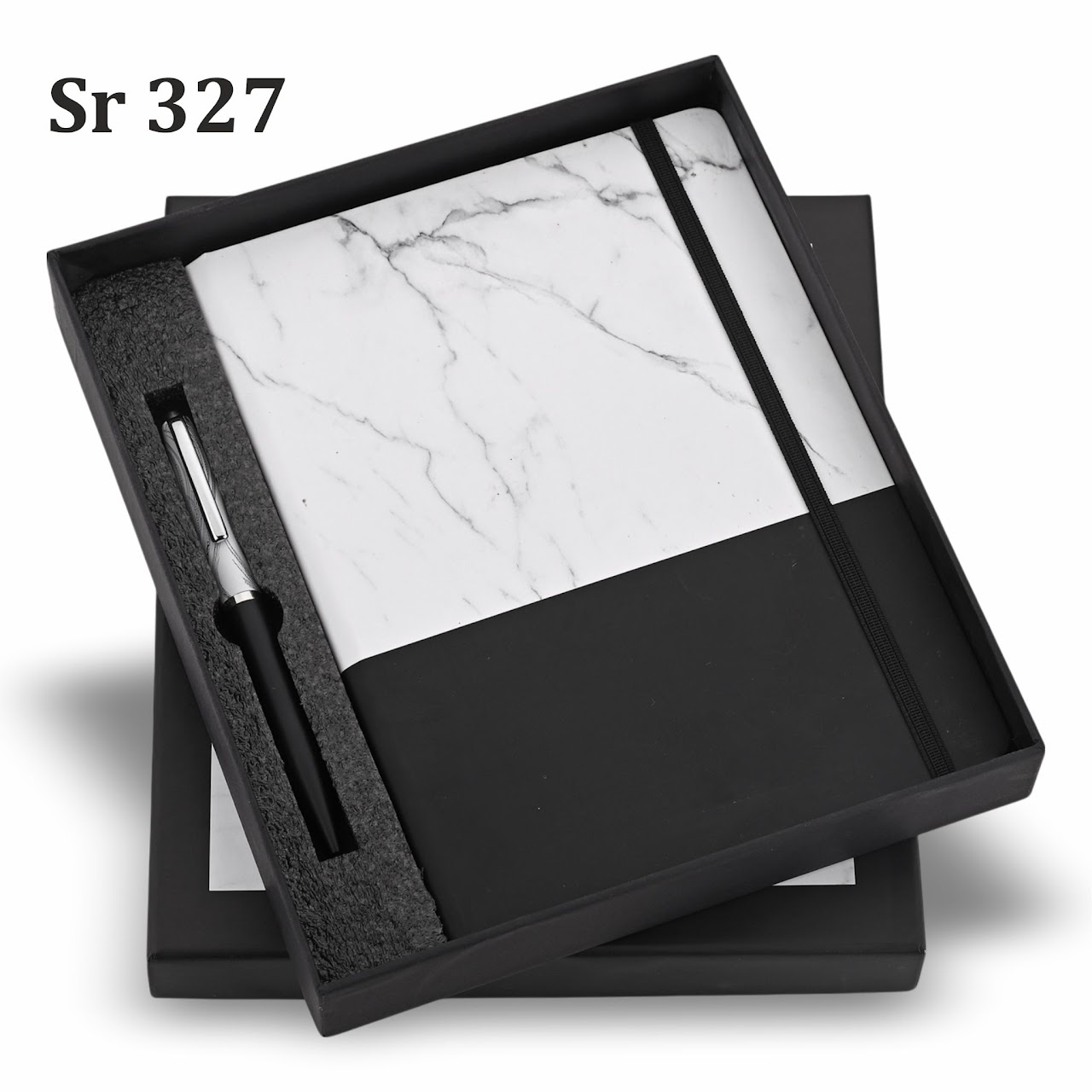 Sr 327: Marble Black Diary Pen Set