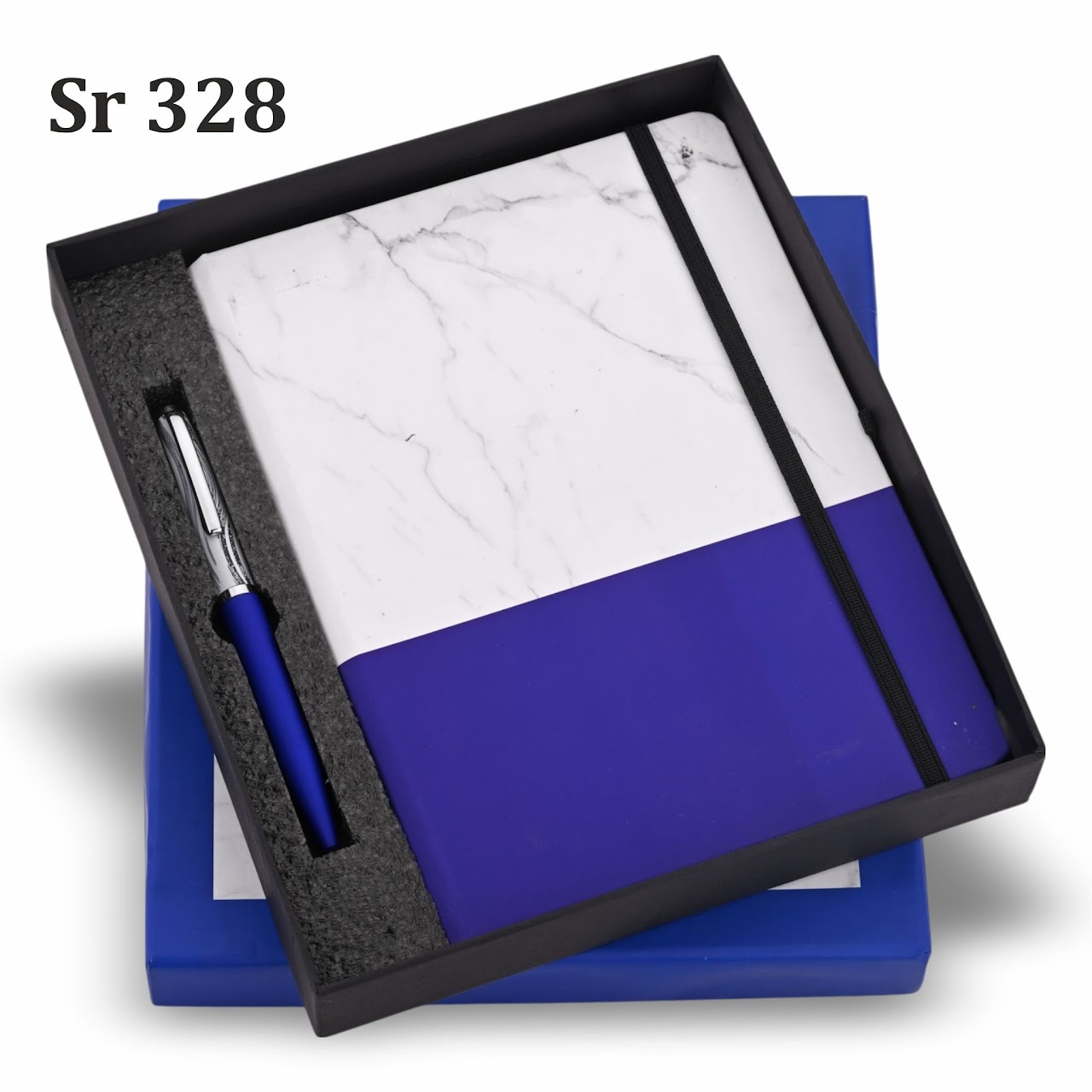 Sr 328: Marble Blue Diary Pen Set