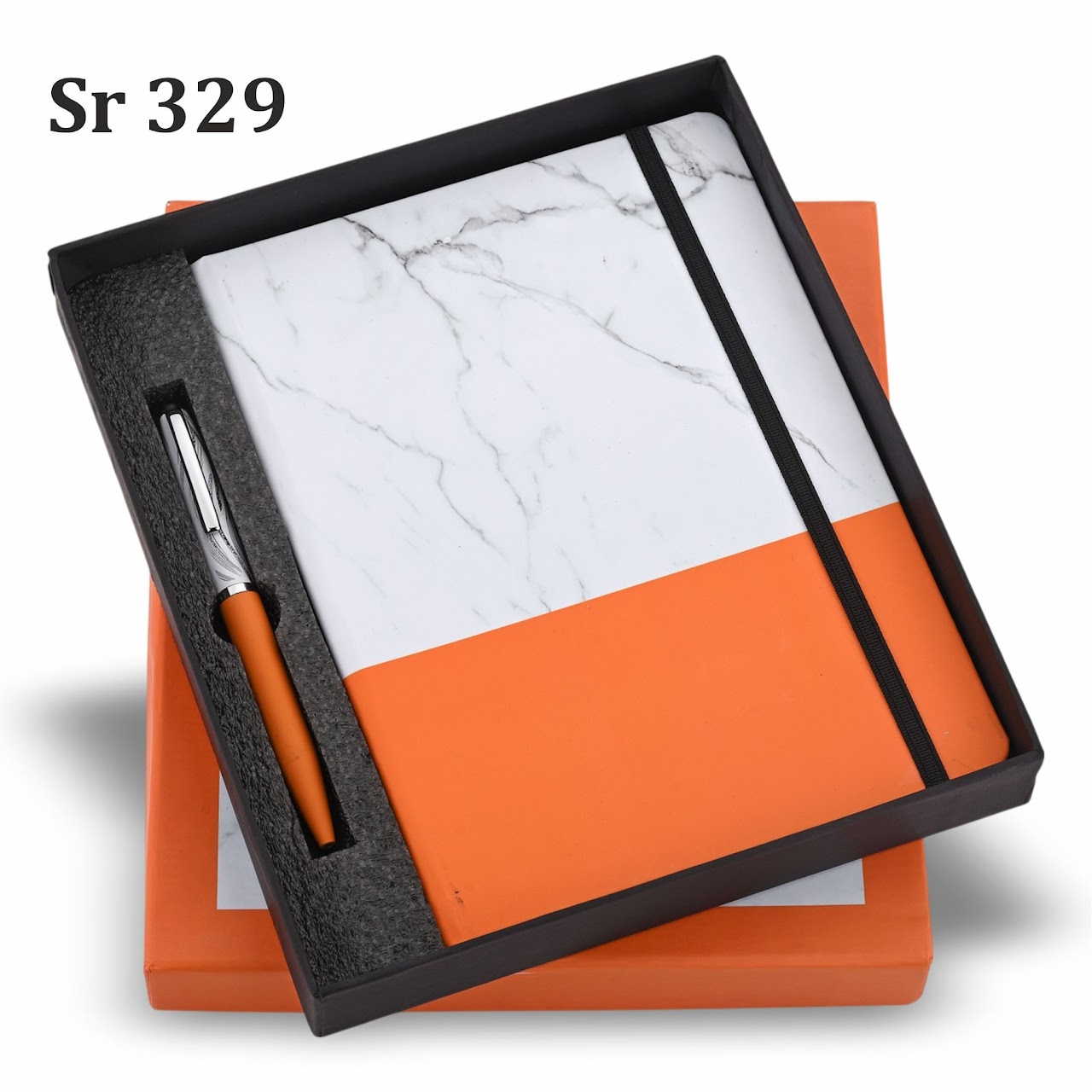 Sr 329: Marble Orange Diary Pen Set