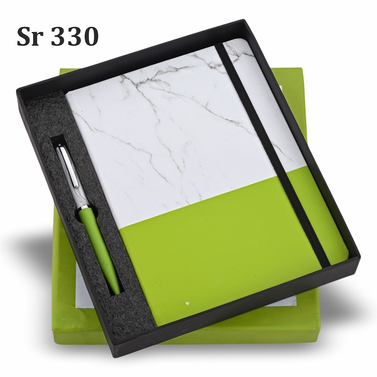 Sr 330: Marble Green Diary Pen Set